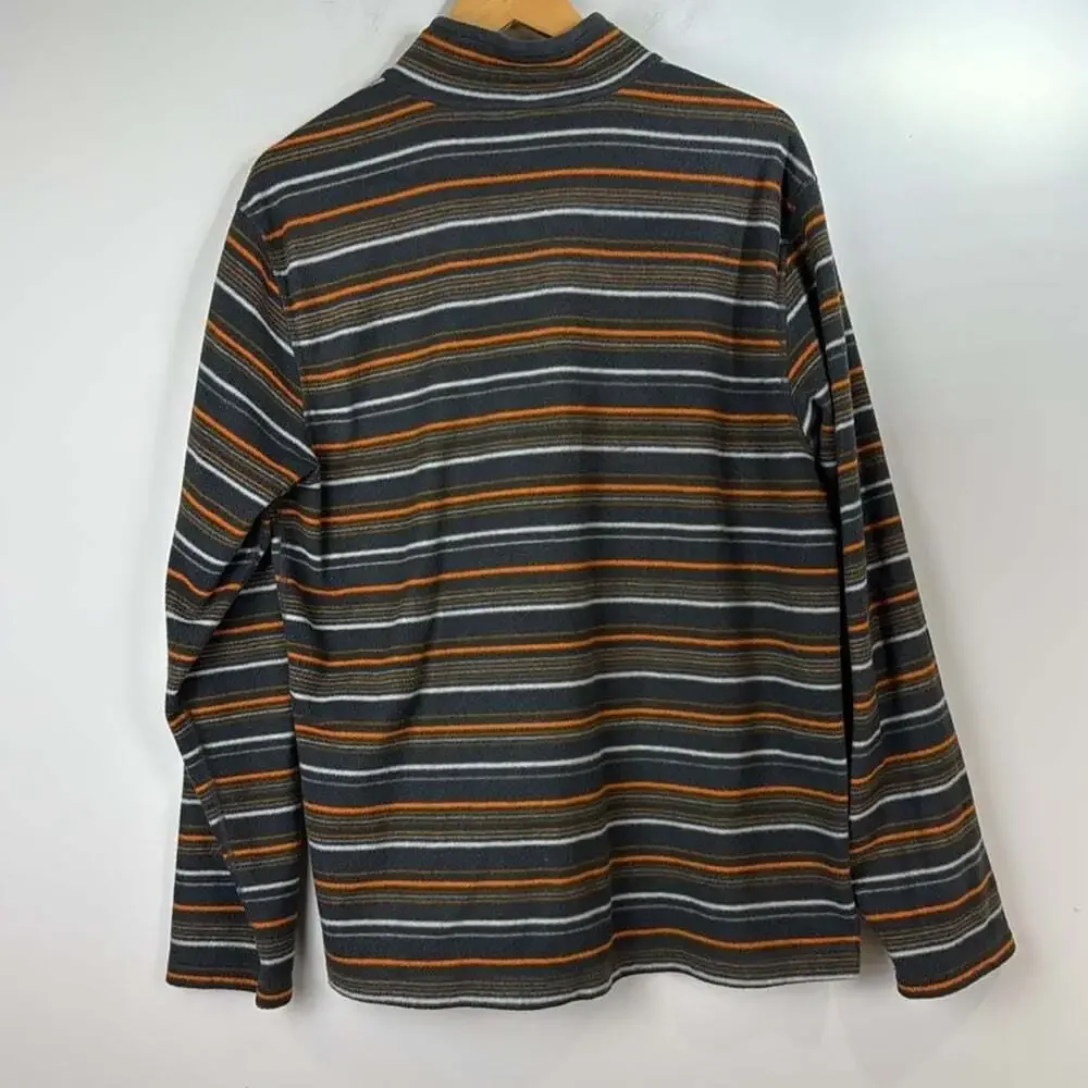 The North Face Gray/Orange/White Striped Fleece 1/4-Zip Jacket Men’s Size Large